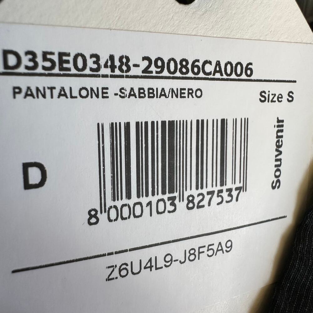 NWT Souvenir Silk Cotton Small Pantalone Sabbia/Nero Tan Black Dress Pant Small - Picture 14 of 16
